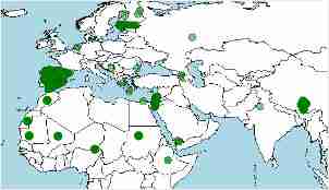 habitat, distribucion del buitre leonado Gyps fulvus