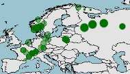 Hábitat, conservación, distribución del castor europeo, Castor fiber