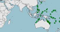 Distribución de Naso lituratus, pez unicornio cuchillas amarillas