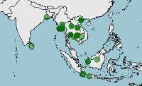 Distribución de Enhydris enhydris, serpiente de barro arcoíris