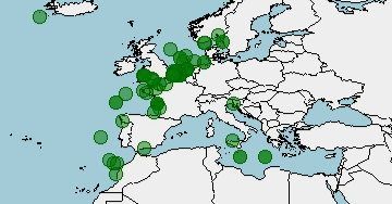 Distribución de la faneca, Trisopterus luscus