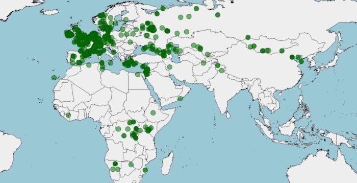 Distribución del vencejo común, Apus apus