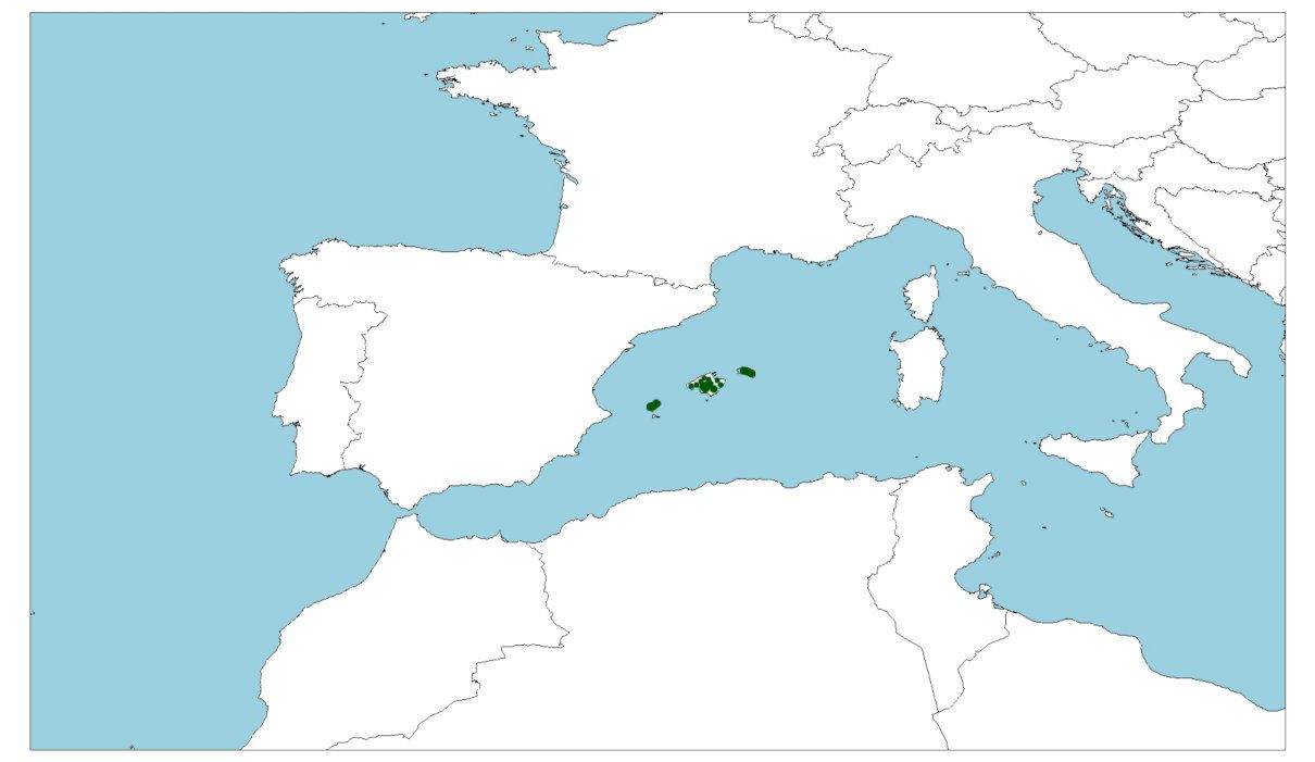 Distribución del sapo balear