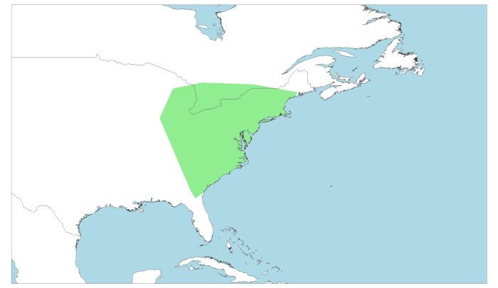 Distribución de la tortuga moteada, Clemmys guttata