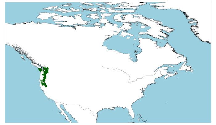 Distribución de Rana cascadae