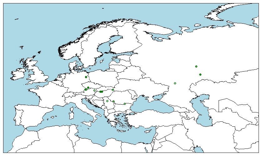 Distribución de esturión esterlete, Acipenser ruthenus