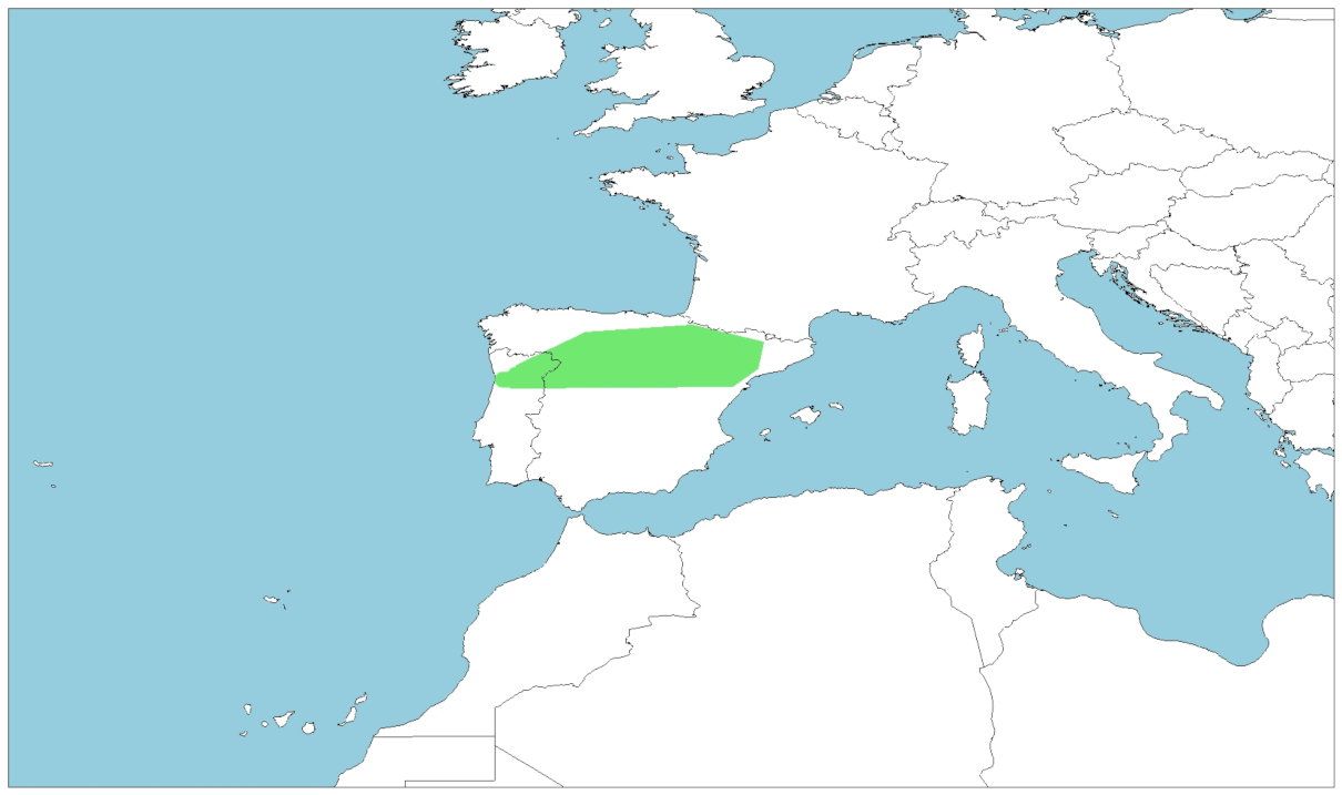 Distribución de lamprehuela, Cobitis calderoni