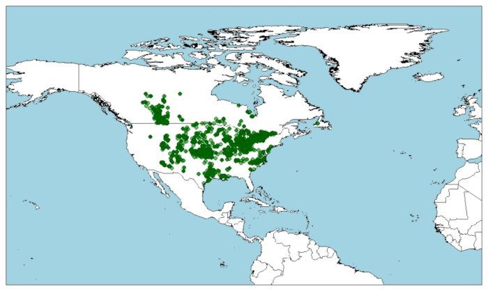 Distribución de Pseudacris triseriata