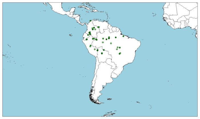 Distribución de la tortuga de río con pintas amarillas, Podocnemis unifilis