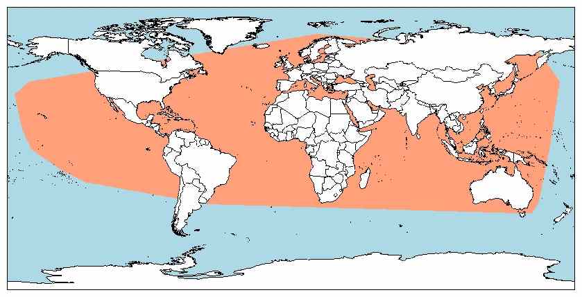 Distribución del pez luna, Mola mola