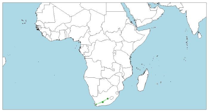 Distribución de la tortuga geométrica, Psammobates geometricus