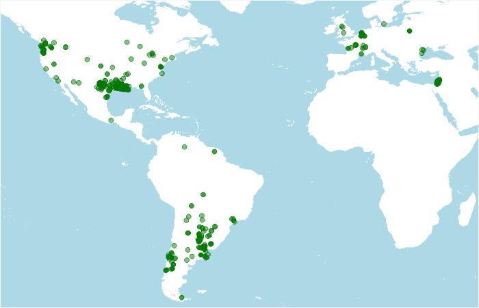 Distribución de coipú, Myocastor coypus