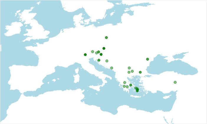 Distribución de la víbora de las arenas, Vipera ammodytes