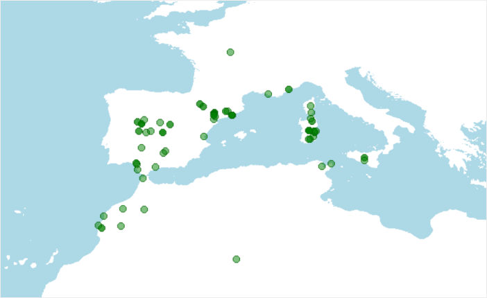 Distribución de estornino negro, Sturnus Unicolor