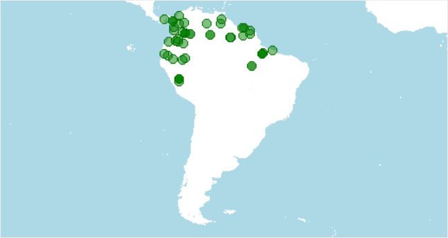 Distribución del perezoso de dos dedos, Choloepus didactylus