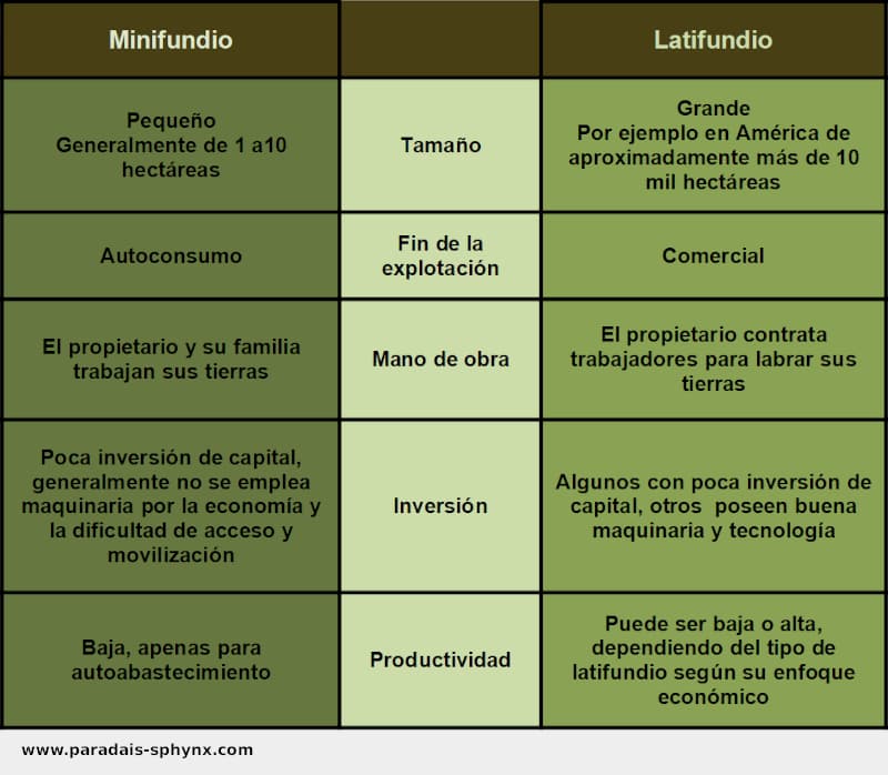 Diferencias entre minifundio y latifundio