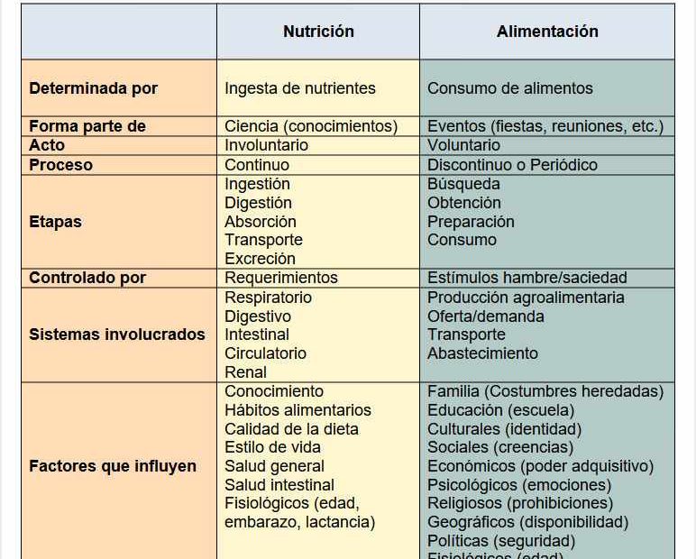 diferencias entre nutricion y alimentacion