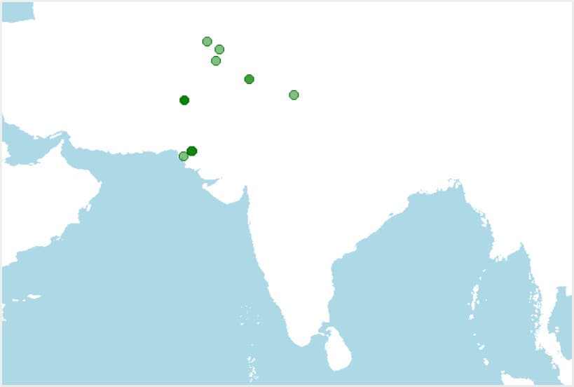 Distribución del gecko leopardo, Eublepharis macularius