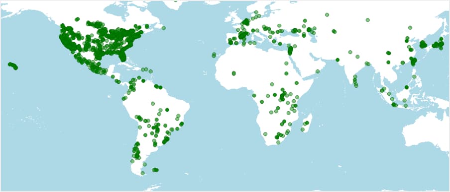 Distribución, dónde vive el Martinete común, Nycticorax nycticorax