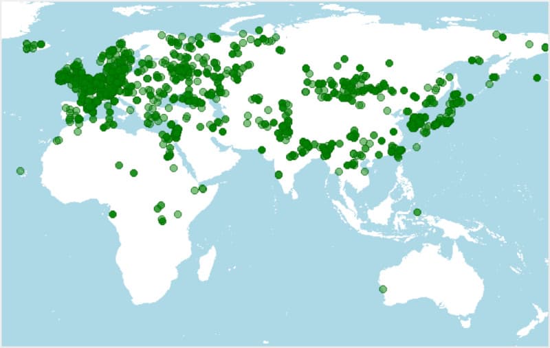 Distribución de la lavandera blanca, Motacilla alba