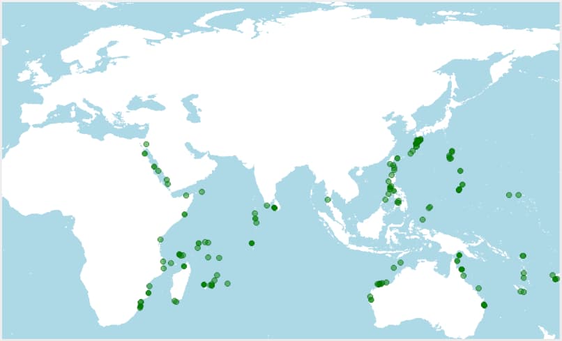 Distribución del pez ángel emperador, Pomacanthus imperator