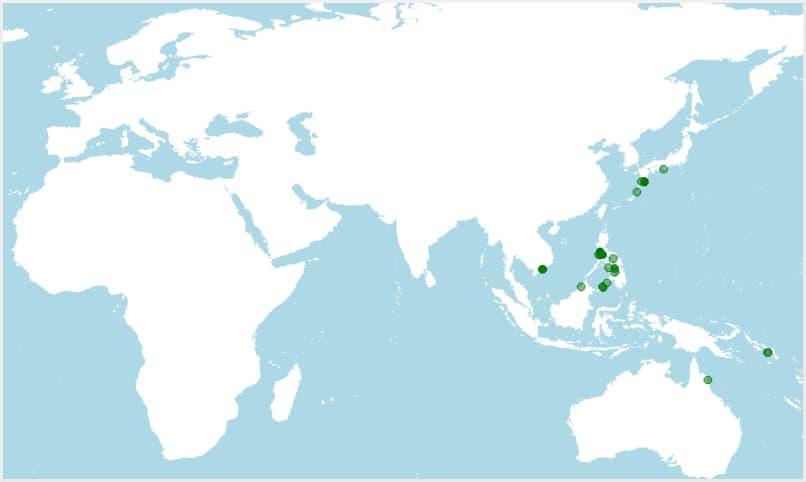 Distribución del pez ángel de rayas negras, Genicanthus Lamarck