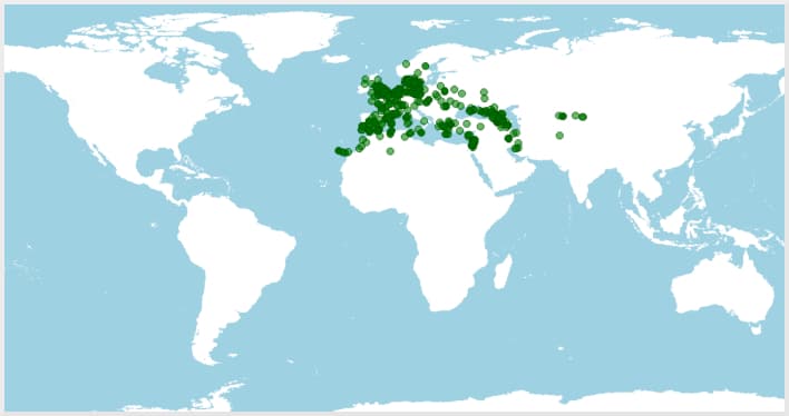 Distribución del triguero, Emberiza calandra