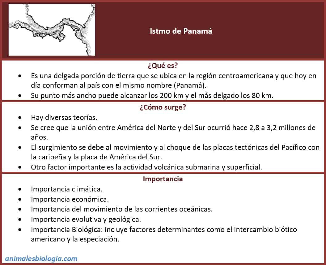 Istmo de Panamá, resumen, esquema