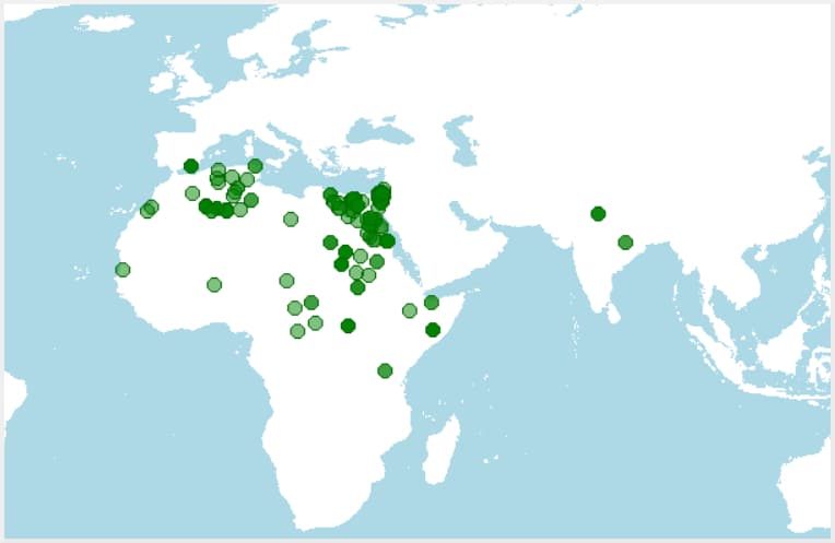 Distribución de la gacela dorcas, Gazella dorcas